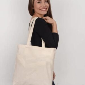 Blank Bulk Canvas Tote Bags Wholesale Organic , Natural Color Plain Bags for Decorating, Heat Transfer, Printing, DIY, Crafts (12 Bags)