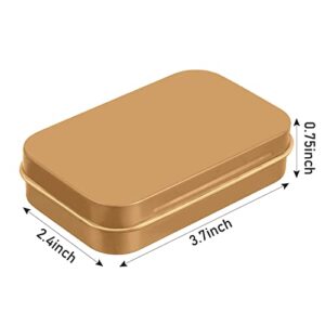 2 Pcs Metal Hinged Tin Box Container Mini Portable Small Storage Container Kit with Lid for Home Storage 3.7 x 2.3 x 0.8 Inch, Gold