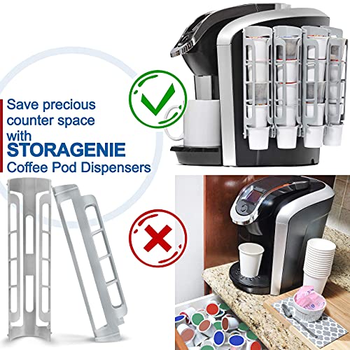 STORAGENIE Coffee Pod Holder for Keurig K-cup, Side Mount K Cup Storage, Coffee Pod Organizer, Perfect for Small Counters (2 Pack| For 10 K-Cups, White)