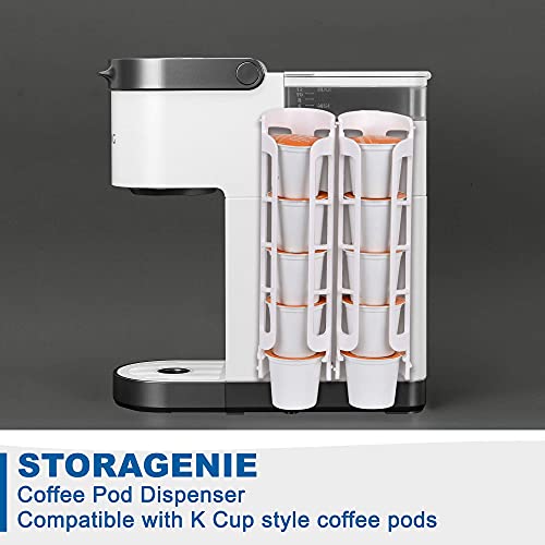 STORAGENIE Coffee Pod Holder for Keurig K-cup, Side Mount K Cup Storage, Coffee Pod Organizer, Perfect for Small Counters (2 Pack| For 10 K-Cups, White)