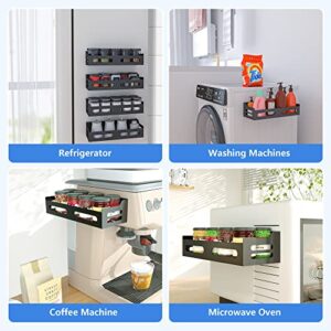 Magnetic Spice Rack Organizer for Refrigerator, LIDTOP 4pcs Hanging Spice Rack Wall Mount Metal Seasoning Organizer Rack Moveable Space Saver Fridge Spice Organizer for Refrigerator and Microwave Oven