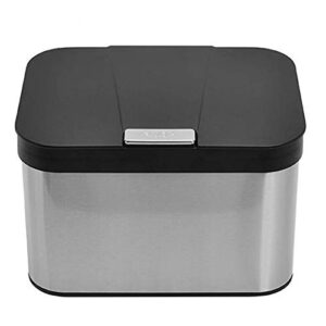 compost bin for kitchen countertop, dullrout compost bucket indoor kitchen sealed, food waste caddy, 1.13 gallon kitchen compost container with lid, compact and easy clean, black matte