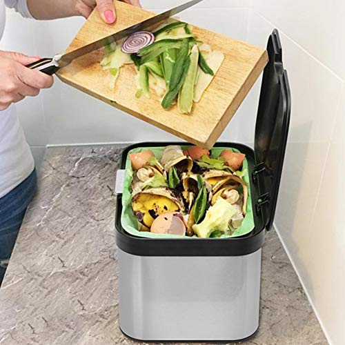 Compost Bin for Kitchen Countertop, Dullrout Compost Bucket Indoor Kitchen Sealed, Food Waste Caddy, 1.13 Gallon Kitchen Compost Container with Lid, Compact and Easy Clean, Black Matte