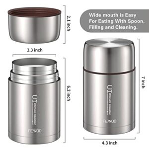 Food Jar - 27oz Vacuum Insulated Stainless Steel Lunch Thermos, Leak Proof Soup Containers with bag for Hot or Cold Food (Grey)