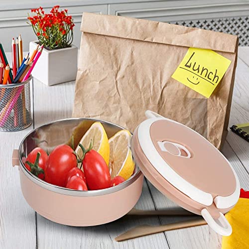 Bento Lunch Box, Keep Food Fresh Containers 304 Steel Box for Kids Adults School Pink