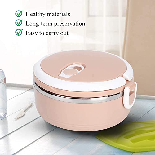 Bento Lunch Box, Keep Food Fresh Containers 304 Steel Box for Kids Adults School Pink