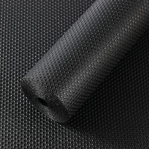 Black Shelf Liners for Kitchen Cabinets Non-Adhesive, Non-Slip Drawer Liner, Waterproof Refrigerator Liners, Fridge Liners and Mats Washable Plastic Pantry Liner for Shelves, Bathroom Cupboard Liner