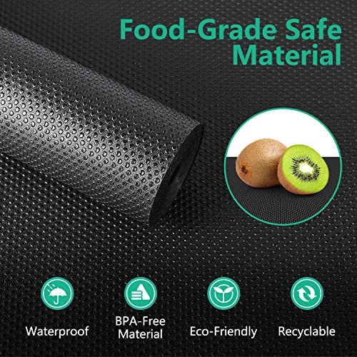 Black Shelf Liners for Kitchen Cabinets Non-Adhesive, Non-Slip Drawer Liner, Waterproof Refrigerator Liners, Fridge Liners and Mats Washable Plastic Pantry Liner for Shelves, Bathroom Cupboard Liner