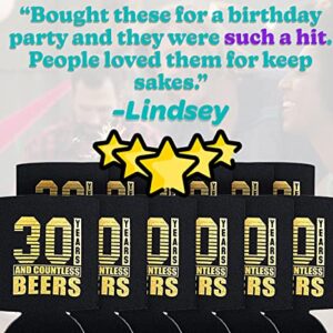 Happy 30th Birthday Decorations for Him and Her Can Cooler 12 Pack - Dirty 30 Birthday Decorations for Her and Him, Insulated Thermocoolers - Black & Gold (Original) (Original, Regular)