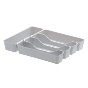 spectrum diversified hexa drawer organizer tray modern kitchen cutlery, utensil, silverware holder caddy, 5 dividers cabinet storage, 10 x 13, stone gray