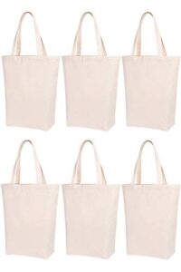 lily queen natural canvas tote bags diy for crafting and decorating reusable grocery washable bag shopping bag (natural – 6 pack)