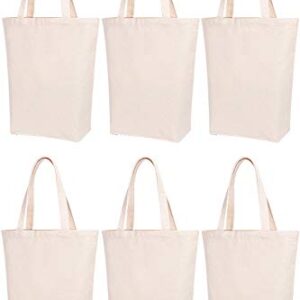 Lily queen Natural Canvas Tote Bags DIY for Crafting and Decorating Reusable Grocery Washable Bag Shopping Bag (Natural - 6 Pack)