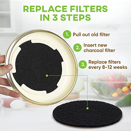 Third Rock Charcoal Filter Replacements for Kitchen Compost Bin - 12 Pack - 5.1 inches in Diameter | Designed to Fit 1 Gallon Third Rock Compost Bin | Premium Extra Thick Filters | 3 Years Supply