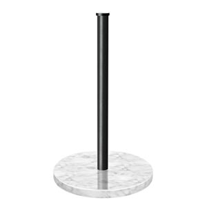 paper towel holder countertop, jesginboo kitchen paper towel holder stand with natural marble base for standard and large size rolls (black, 1 pack)