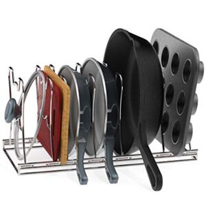 Simple Houseware 7 Adjustable Compartments Pot and Pan Organizer Rack Lid Holder, Chrome