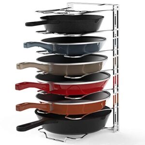 Simple Houseware 7 Adjustable Compartments Pot and Pan Organizer Rack Lid Holder, Chrome