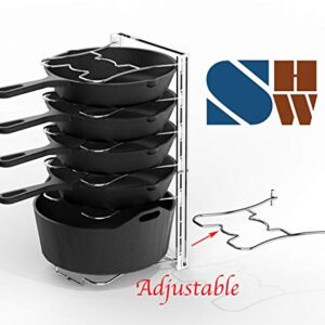 Simple Houseware 7 Adjustable Compartments Pot and Pan Organizer Rack Lid Holder, Chrome