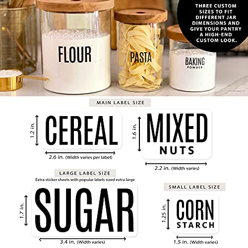 QUART + PINT 165 Modern Kitchen Pantry Labels for Containers. Preprinted Clear Minimalist Stickers with Black Text. Waterproof Vinyl Stickers. Organization Labels for Jars Canisters & Storage Bins.