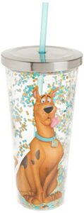 spoontiques scooby doo glitter cup w/straw