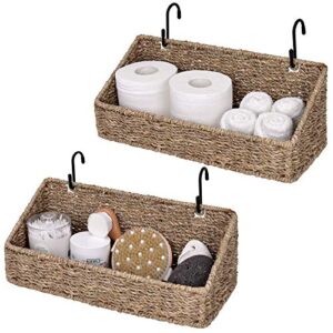 storageworks woven wall baskets for storage, seagrass baskets for shelf, wall storage for kitchen and bathroom, hanging baskets for organizing, 2 pack