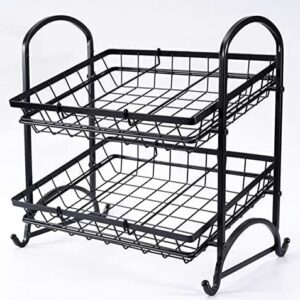 Giftburg Stackable Can Rack Organizer, Angle 2-Tier Tray Display Stand, Fruit Basket Stand, Potato Chip Rack, Multifunctional Can Dipsenser for Storing Canned Snacks Drinks and more, Black