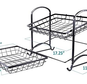 Giftburg Stackable Can Rack Organizer, Angle 2-Tier Tray Display Stand, Fruit Basket Stand, Potato Chip Rack, Multifunctional Can Dipsenser for Storing Canned Snacks Drinks and more, Black