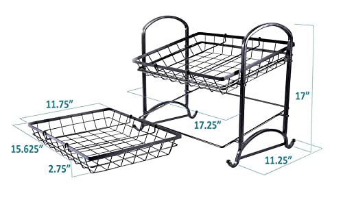 Giftburg Stackable Can Rack Organizer, Angle 2-Tier Tray Display Stand, Fruit Basket Stand, Potato Chip Rack, Multifunctional Can Dipsenser for Storing Canned Snacks Drinks and more, Black