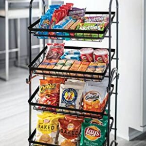 Giftburg Stackable Can Rack Organizer, Angle 2-Tier Tray Display Stand, Fruit Basket Stand, Potato Chip Rack, Multifunctional Can Dipsenser for Storing Canned Snacks Drinks and more, Black