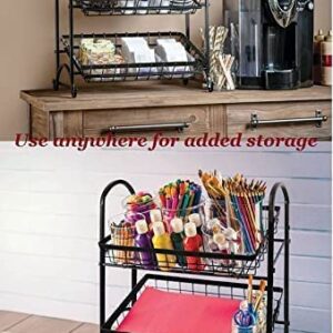 Giftburg Stackable Can Rack Organizer, Angle 2-Tier Tray Display Stand, Fruit Basket Stand, Potato Chip Rack, Multifunctional Can Dipsenser for Storing Canned Snacks Drinks and more, Black