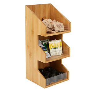 mind reader coffee condiment and accessories caddy organizer, bamboo brown