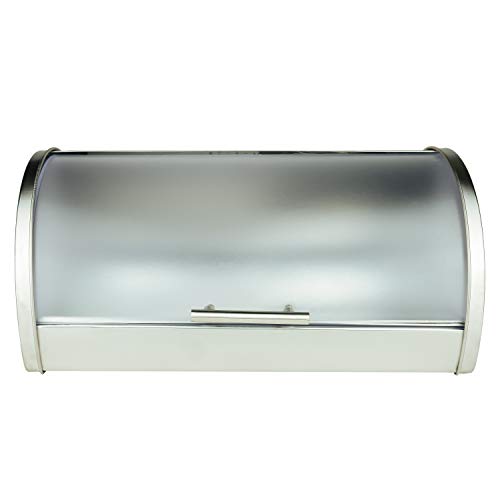 Galashield Bread Box for Kitchen Countertop | Bread Holder Storage Container | Bread Bin Stainless Steel with Frosted Acrylic Roll Top