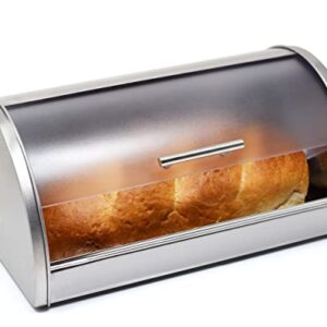 Galashield Bread Box for Kitchen Countertop | Bread Holder Storage Container | Bread Bin Stainless Steel with Frosted Acrylic Roll Top