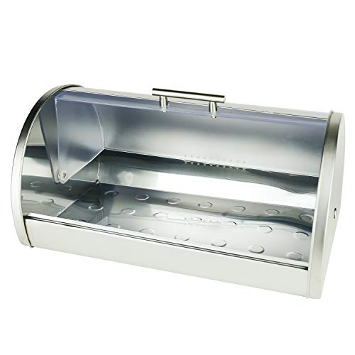 Galashield Bread Box for Kitchen Countertop | Bread Holder Storage Container | Bread Bin Stainless Steel with Frosted Acrylic Roll Top