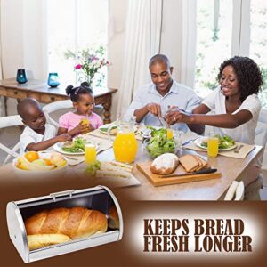 Galashield Bread Box for Kitchen Countertop | Bread Holder Storage Container | Bread Bin Stainless Steel with Frosted Acrylic Roll Top