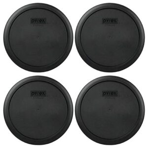 pyrex 7402-pc 6/7 cup black round plastic food storage lids – 4 pack
