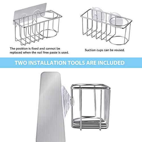 Vanleonet Sponge Holder Sink Caddy ,Sponge Holder for Kitchen Sink,Kitchen Sink Suction Holder for Sponges, Scrubbers, Soap, Kitchen, Bathroom