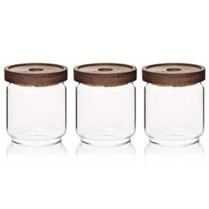 sweejar 16 oz glass food storage jar with lid(set of 3),airtight canisters for bathroom,kitchen container with bamboo cover for serving tea, coffee, spice and more