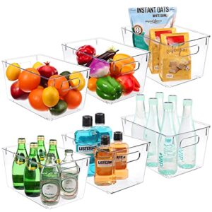 moretoes 6 pack clear plastic storage bins, kitchen organization cabinet fridge organizer, pantry organization and storage bins