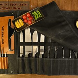 14-Pockets Knife roll, Leather knife roll, Knife roll canvas, Knife bag holders, Knife roll bag, Chef bag, Chef knife bag, Chef knife roll, Chef knife roll bag, Pocket knife roll, Knife bags for chefs