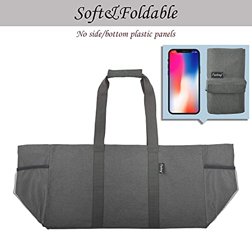 Finnhomy 42L Extra Large Utility Tote Bag, Durable Oxford Fabric Storage Bag with Handles and Pockets, Reusable Folding Grocery Bags Totes for Pool Beach Picnic Shopping Laundry, 2 Pack Winter Grey