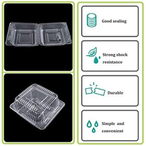 100 Pcs Clear Plastic Square Hinged Food Container,Disposable Clamshell Dessert Container with Lid for Fruit,Salad,Sandwiches,cupcake(5x4.7x2.8 in)