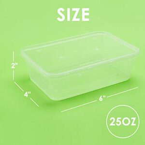 Glotoch 50 Pack, 25 OZ Single Compartment Plastic Food Storage Containers Set with Lids - Microwave, Freezer & Dishwasher Safe - Eco-Friendly, BPA-Free, Reusable & Stackable