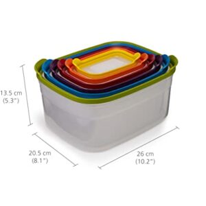 Joseph Joseph Nest Plastic Food Storage Containers Set with Lids Airtight Microwave Safe, 12-Piece, Multi-color