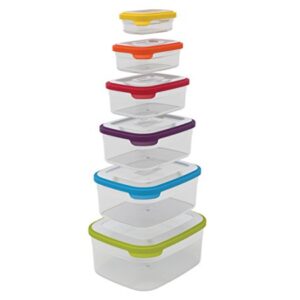 Joseph Joseph Nest Plastic Food Storage Containers Set with Lids Airtight Microwave Safe, 12-Piece, Multi-color