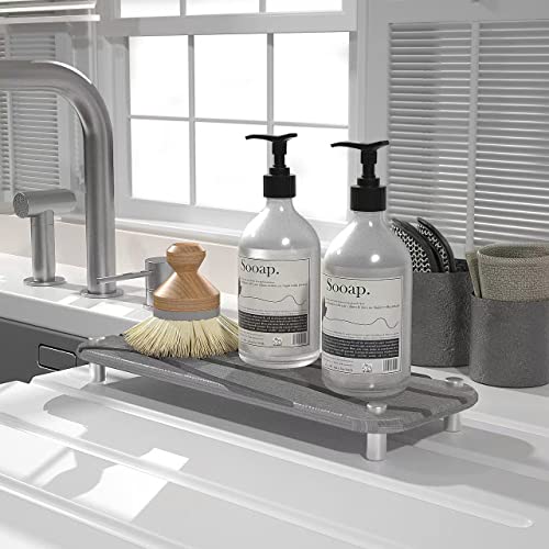 LLOBEW Sink Caddy，Instant Dry Sink Organizer Bathroom Organizer，Diatomaceous Earth Kitchen Sink Organizer Lotions Bottle Drying Rack