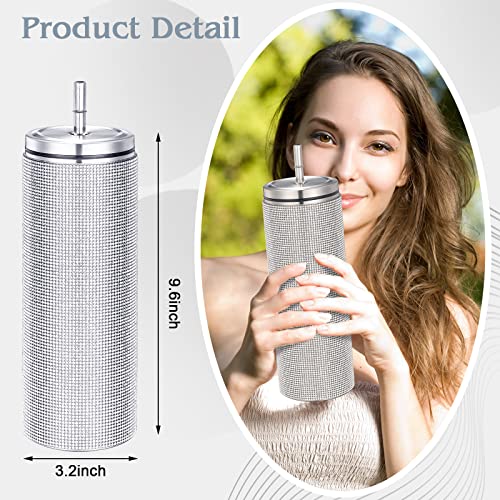 Youyole 3 Pcs Diamond Water Bottle Rhinestone Water Bottle Glitter Tumbler Thermal with Chain Bling Cups with Lids Rhinestones Stainless Steel Thermal for Women Girl (Classic Style)