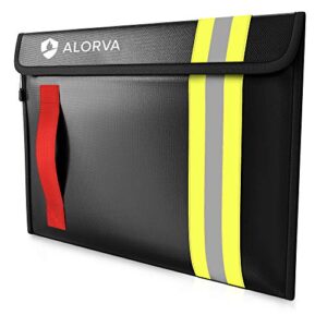 Alorva Fireproof & Water-Resistant Document Bag – 15.5 x 11 x 3-inch Pouch for Legal Documents & Valuables - Double-Layered Zippered Protection – Firefighter Designed (Black)