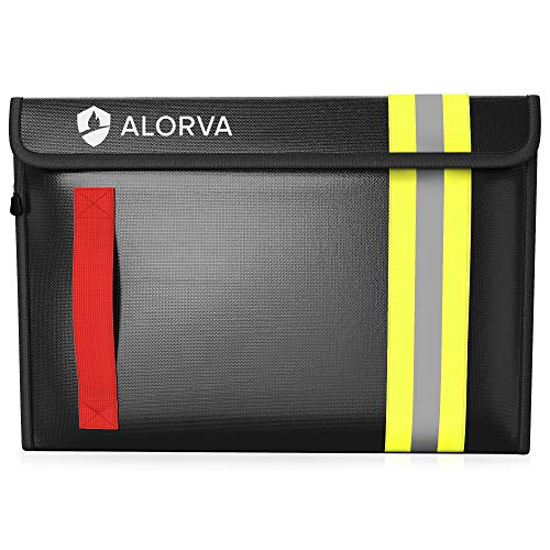 Alorva Fireproof & Water-Resistant Document Bag – 15.5 x 11 x 3-inch Pouch for Legal Documents & Valuables - Double-Layered Zippered Protection – Firefighter Designed (Black)