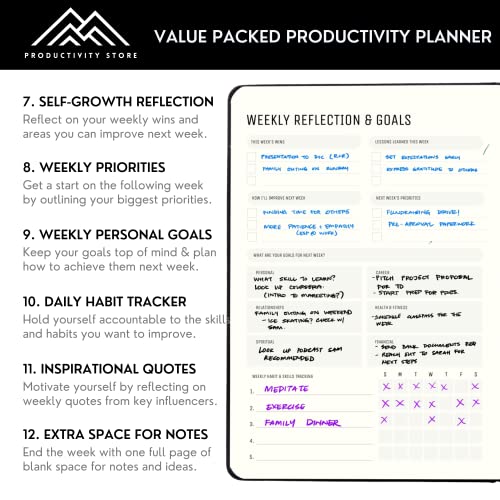 Best 2023 Planner Weekly and Monthly 5x8 | Goal, Business & Productivity Planner | Undated Daily 2023 Planner With To Do List, Habit Tracker & Planner Stickers | Productivity Store Planner PRO (Black)