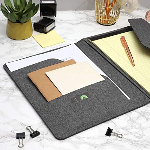 Professional Legal Notepad Portfolio, Grey Folio Notebook for Business and Work Organizer (12.5 x 10 in)